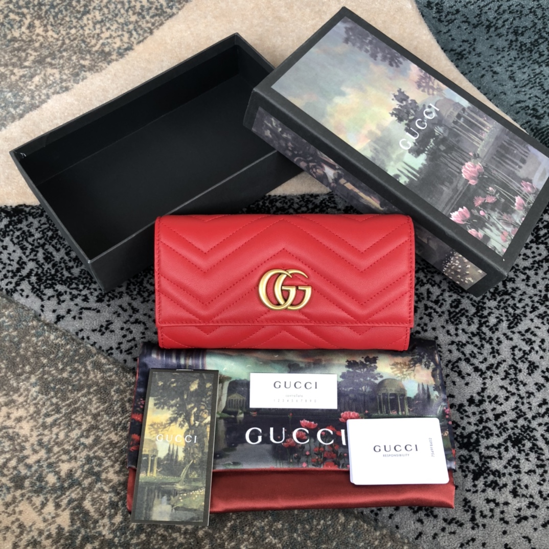 Gucci GG Marmont Continental Wallet 443436 Red